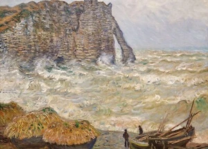 Arte de pared Claude Monet, mar áspero en Etretat impresión póster imagen A3 A4 - Imagen 1 de 3