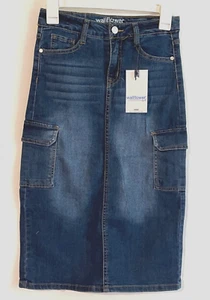 Wallflower Girl Size 10 Midi Cargo Skirt Denim NEW - Picture 1 of 4
