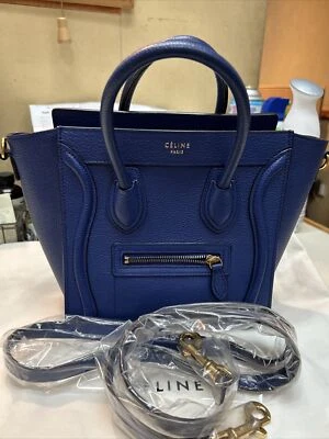 Bolso de hombro Celine Luggage nano de cuero azul Foto 1 de 4