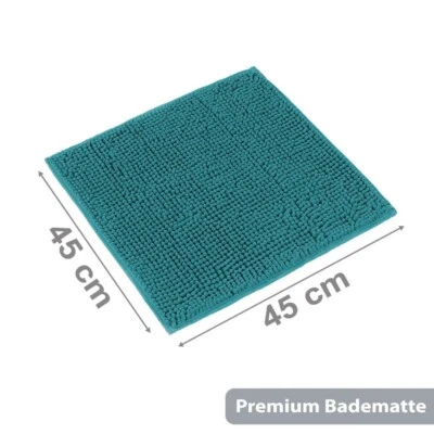 Badteppich Chenille 45x45cm Petrol saugfähig Badematte WC Dusch Vorleger Teppich - Bild 1 von 4