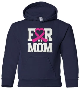 Threadrock Kids For My Mom Breast Cancer Awareness Youth Hoodie Sweatshirt - Picture 1 of 10