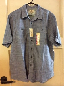 NEW Mens Polo Shirt Collar Cotton XL/L Denim Blue Button Down Career Dressy $45 - Picture 1 of 12
