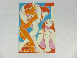 Zygmunt Mazur Polish WATERCOLOR Abstract Figures expressionism Cubist Painting - Picture 1 of 5
