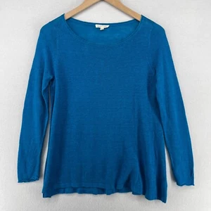 EILEEN FISHER Pullover XS Bio Leinen Noppen Rundhals Langarm Pulli blau - Bild 1 von 14