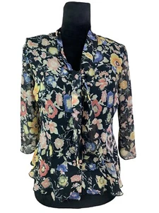 Vintage Uniform John Paul Richard’s Floral Blouse Size Petites M - Picture 1 of 8
