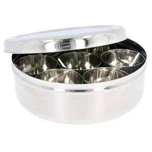 Masala Dabba Authentic Indian Spice Tin Extra Large Spices Box Stainless Steel - Picture 1 of 7