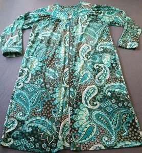 Colecciones ETC Mujer Vestido Casa M Verde Floral Acolchado Terciopelo Abuela Cremallera - Imagen 1 de 13