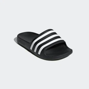 Boys Slides Adidas Adilette Aqua F35556 Black Sandal Beach Pool Shower - Picture 1 of 3