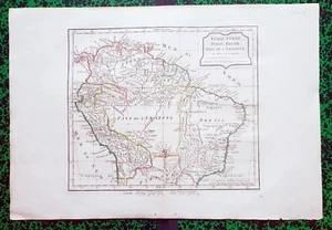 XVIII ème - Pérou Brésil - Belle Carte par Vaugondy & Delamarche 46x31 de 1795 - Picture 1 of 1