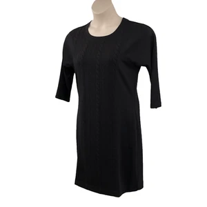 Vestido de punto negro para mujer Como talla mediana manga 3/4 puntada de cable frontal vintage - Imagen 1 de 12