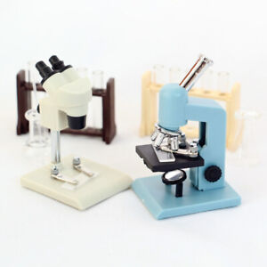 Microscope miniatures maison de poupée échelle 1:6 tube à essai bécher laboratoire scientifique