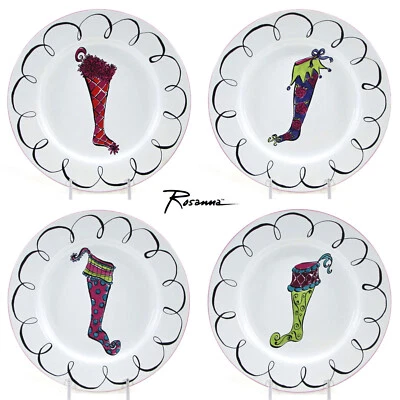 Juego de 4 platos de postre para ensalada Rosanna HOLIDAY MEDIAS 8,25" Navidad sin usar, en caja Foto 1 de 4