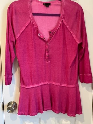 Túnica rosa para mujer ND New Directions talla M dobladillo con volantes tejido gofre Foto 1 de 4