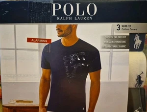New Ralph Lauren Polo 3 Pack White Cotton Slim Fit Crew Neck Under TShirts Large - Picture 1 of 10