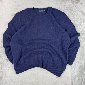 Polo Ralph Lauren Para Hombres 2XL Lana Cachemira Cable Tejido Suéter Pullover Azul Marino Preppy - Imagen 1 de 10
