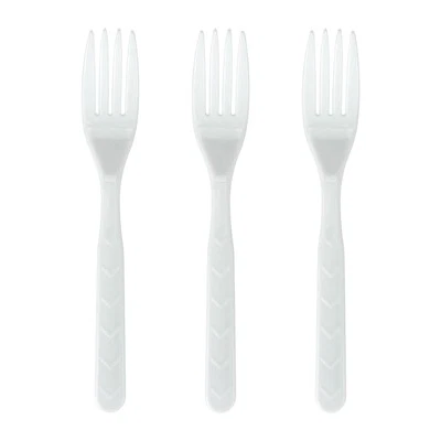 White Reusable Premium Plastic Forks Cutlery Pack 48 Utensils Party Tableware - image 1 of 3