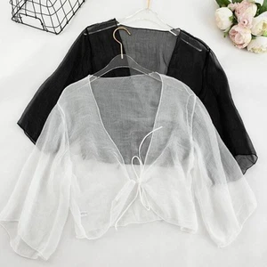 Casual Solid Color Shawl Cardigan for Women Ideal for Summer Activities - Picture 1 of 13