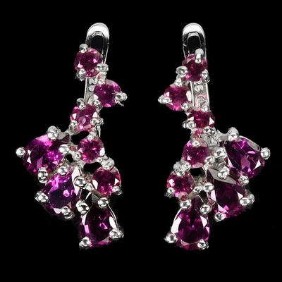 Pendientes de plata de ley 925 pera rodolita granate 6x4 mm joyas de piedras preciosas Foto 1 de 4