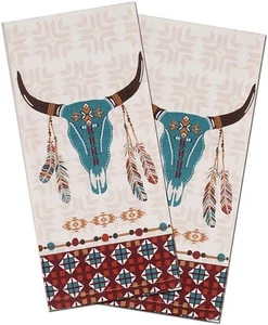 New Set of 2 Kay Dee Designs Southwest at Heart Cattle Skull Kitchen Tea Towels - Picture 1 of 2