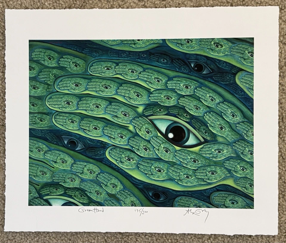 Alex Grey Art Print Green Hand S/# 200 Visionary Psychedelic Tool Poster Artist - Image 1 of 4