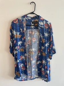 CROFT&BARROW Mens Hawaiian Shirt Blue Crazy Pattern M - Picture 1 of 4