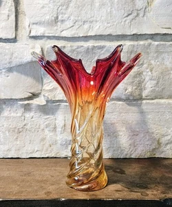 Vintage MURANO TWISTED VASE Fratelli Toso Art Glass Handblown 10.5” High Italy - Picture 1 of 4