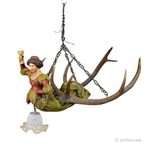 Wooden Carved Lusterweibchen of a Medieval Noble Lady ca. 1900 - Picture 1 of 12