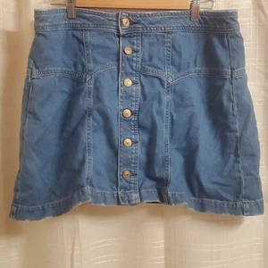 Falda American Eagle para mujer talla 14 azul claro desgastada con botones - Imagen 1 de 13