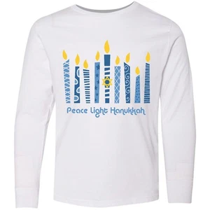 Inktastic Peace Light Hanukkah Youth Long Sleeve T-Shirt Chanukah Festival Of - Picture 1 of 3