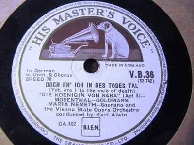 1929 Maria NEMETH Goldmark Queen of Sheba Der Freund is dein Karl Alwin HMV - Image 1 of 2