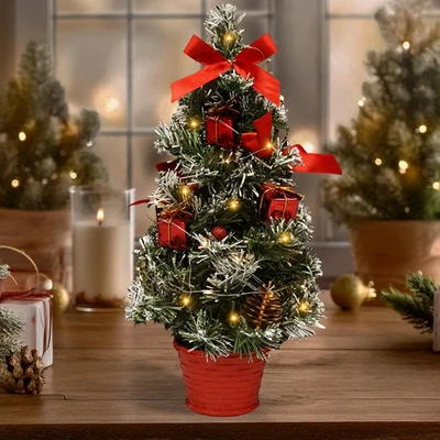 Mini Albero Di Natale, 40 Cm Albero Di Natale Piccolo Con Luci Incorporate, Mini - Immagine 1 di 4