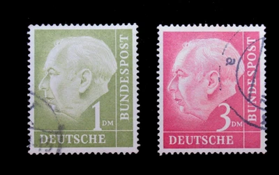 Alemania 1954 Estampilla Scott 719 721 Theodor Heuss Juego de 2 Usadas NG Foto 1 de 2