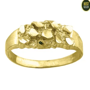 Real 10K Yellow Gold Nugget Fashion Mens Womens Ring Band Size 10 - Picture 1 of 2