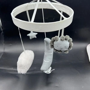 Pottery Barn Kids Sky Moon and Stars Felt Nursery Mobile Grey White - Picture 1 of 18