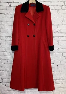 Vintage JG Hook 100% Wool Trenchcoat Overcoat Size M Red Double Breasted USA 70s - Picture 1 of 17