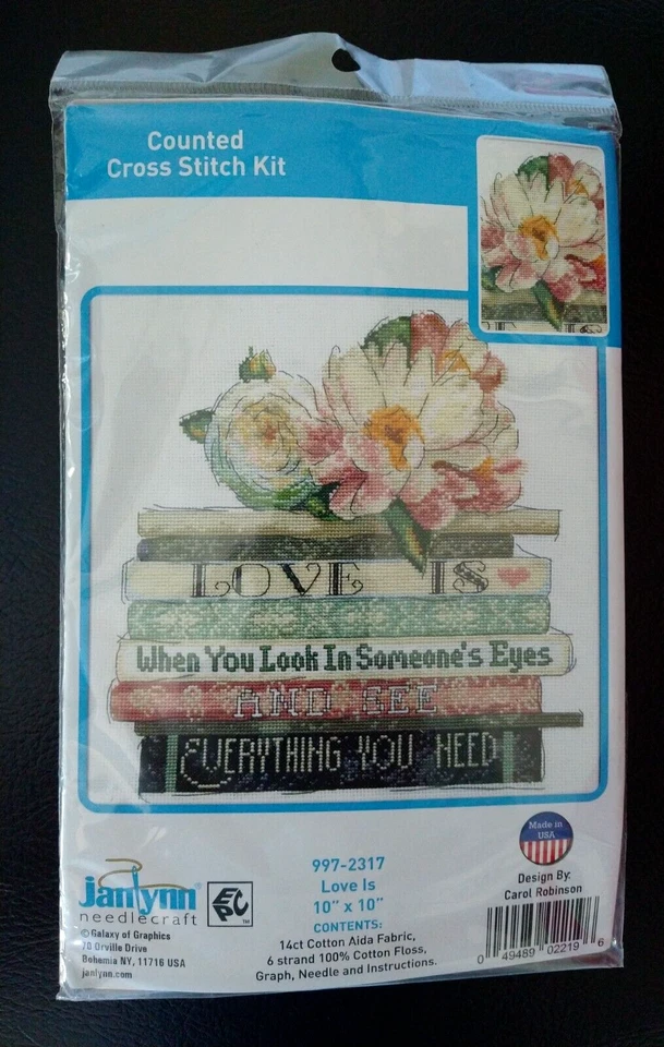 Love Is on Books Janlynn 997-2317 Counted Cross Stitch Kit USA 10 Inches