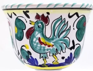 2 MARIO SAMBUCO DERUTA Hand Painted ROOSTER Goblets ITALY VINTAGE - Picture 1 of 8
