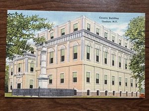 County Building, Goshen, New York NY Linen Postcard ~ Unposted - Picture 1 of 2