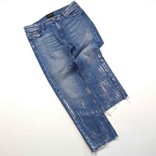 Black Orchid Jeans Women's Size 28 Bardot Straight Raw Hem Indigo Gypsy Road