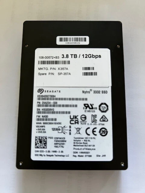 Seagate Nytro 3332 3.84TB SAS 12Gb/s 2.5in ENT SSD XS3840SE70084 - Image 1 of 2