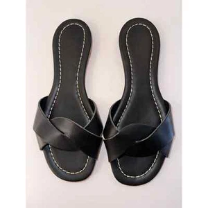 KORS Michael Kors Gypsy Braided Leather Slides Sandals Size 7 Made in Italy NIB - Picture 1 of 13