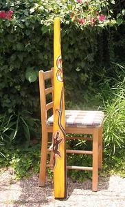 47"\120cm DIDGERIDOO+Bag+Beeswax Mouthpiece * Teak Wood Artwork Dot-Paint SNAKE - Picture 1 of 8