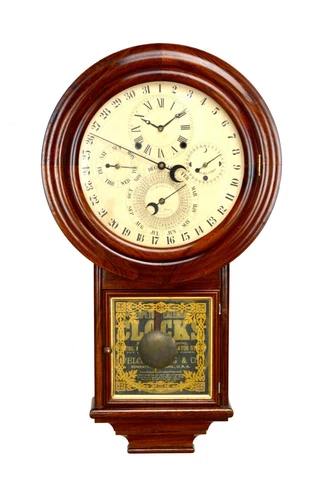 Solid Rosewood Welch Gale Drop 5 Dial 6 Hand Complication Calendar Wall Clock Cover
