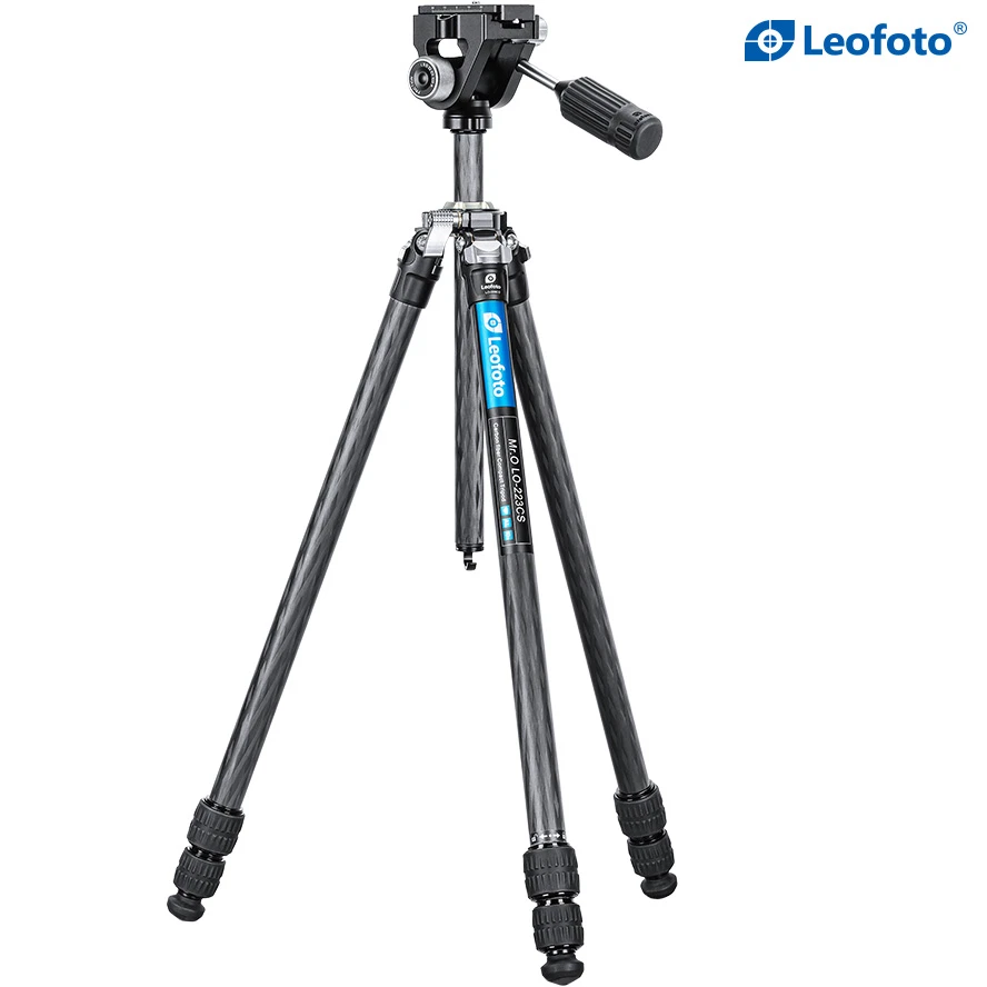 Leofoto LO-223CS+SW-02 Carbon Fiber Tripod + 2-Way Pan Head Kit for Binoculars - Image 1 of 4