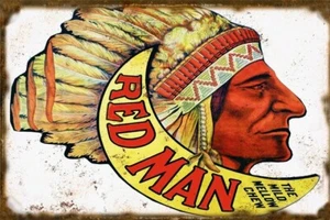 WEATHERED METAL SIGN RED MAN TOBACCO STORE BUILDING DIORAMA LAYOUT 3x2 - Picture 1 of 3