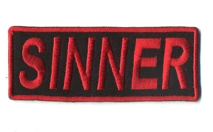 sinner patch badge motorcycle biker vest rock and roll punk goth evil red - Picture 1 of 1