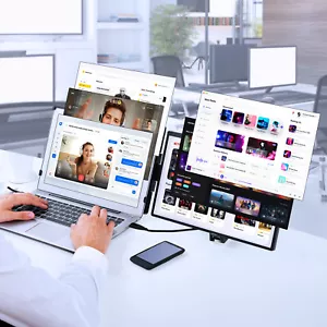 VEVOR Laptop Screen Extender 14in HD 1080P Portable Monitor for 13"-17" Laptop - Picture 1 of 12
