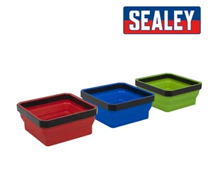 Bandejas magnéticas para piezas Sealey APCSTS - 3pk - Plegable Rojo Verde Azul - 11 cm cuadrados - Imagen 1 de 3