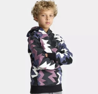 New Nike Air Jordan Boys MJ Flight MVP Printed Pullover Hoodie S Sky J Mauve - Image 1 of 4