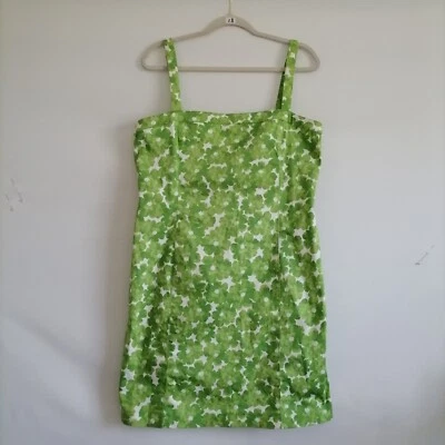 Vestido sin mangas floral verde y blanco Jones New York Signature para mujer talla 14 Foto 1 de 4